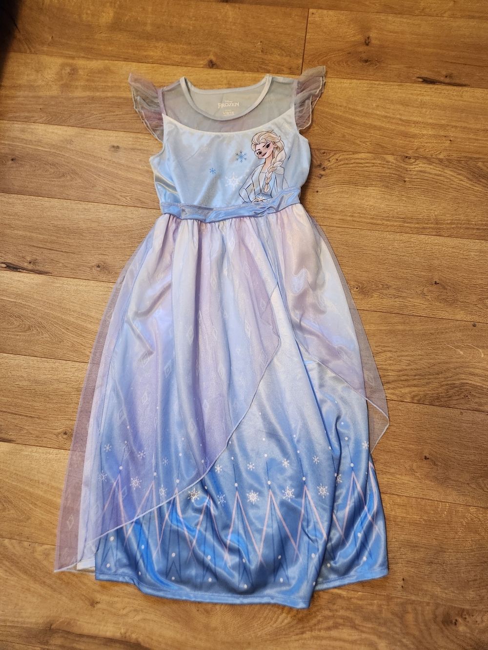Disney Frozen Elsa Blue Girls' Nightgown Pajama Dress Large 10/12 - Picture 2 of 6